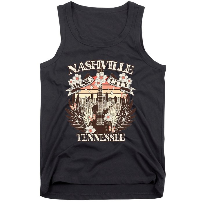 Nashville Tennessee Guitar Country Music City Guitarist Tank Top