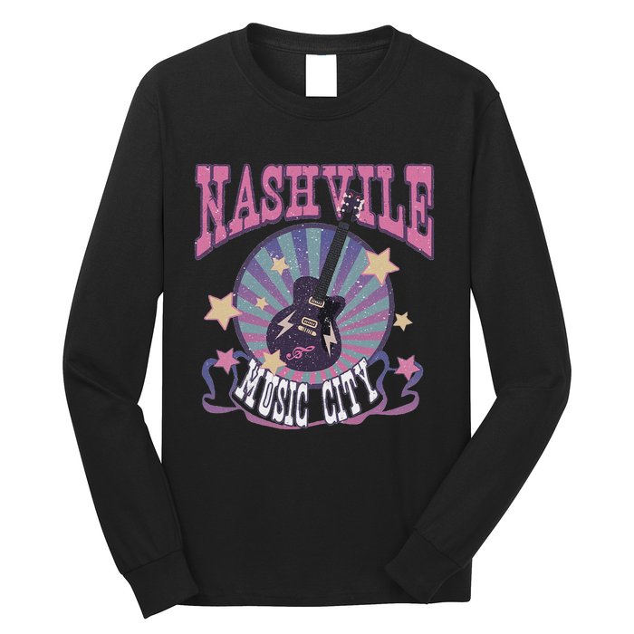 Nashville Tennessee Guitar Country Music City Guitarist Long Sleeve Shirt