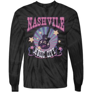 Nashville Tennessee Guitar Country Music City Guitarist Tie-Dye Long Sleeve Shirt