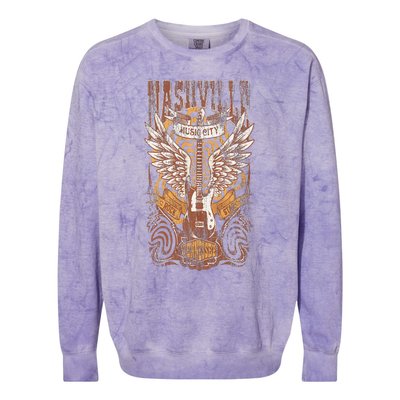 Nashville Tennessee Guitar Country Music City Guitarist Gift Colorblast Crewneck Sweatshirt