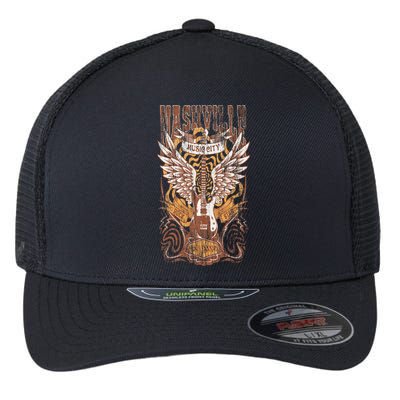 Nashville Tennessee Guitar Country Music City Guitarist Gift Flexfit Unipanel Trucker Cap