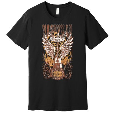 Nashville Tennessee Guitar Country Music City Guitarist Gift Premium T-Shirt