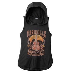 Nashville Tennessee Guitar Country Music City Ladies PosiCharge Tri-Blend Wicking Draft Hoodie Tank