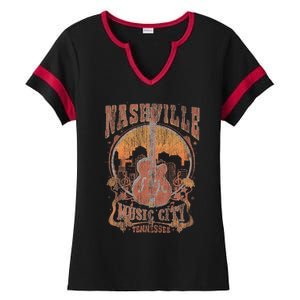 Nashville Tennessee Guitar Country Music City Ladies Halftime Notch Neck Tee