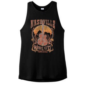 Nashville Tennessee Guitar Country Music City Ladies PosiCharge Tri-Blend Wicking Tank