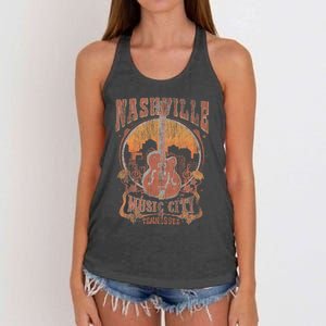 Nashville Tennessee Guitar Country Music City Women's Knotted Racerback Tank