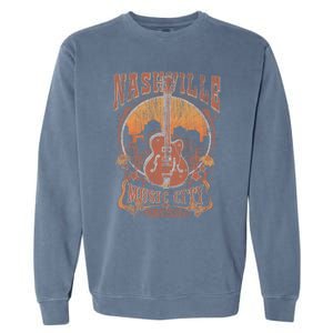 Nashville Tennessee Guitar Country Music City Garment-Dyed Sweatshirt