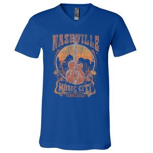 Nashville Tennessee Guitar Country Music City V-Neck T-Shirt