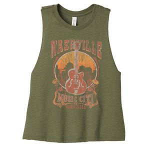 Nashville Tennessee Guitar Country Music City Women's Racerback Cropped Tank