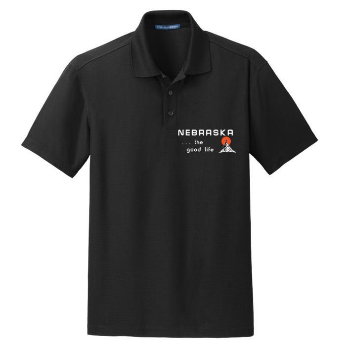 Nebraska The Good Life Vintage Road Sign Dry Zone Grid Polo