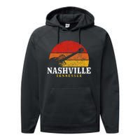 Nashville Tennessee Guitar Player Country Music City Vintage Performance Fleece Hoodie