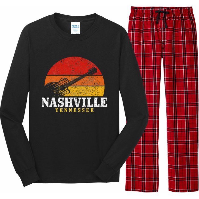 Nashville Tennessee Guitar Player Country Music City Vintage Long Sleeve Pajama Set