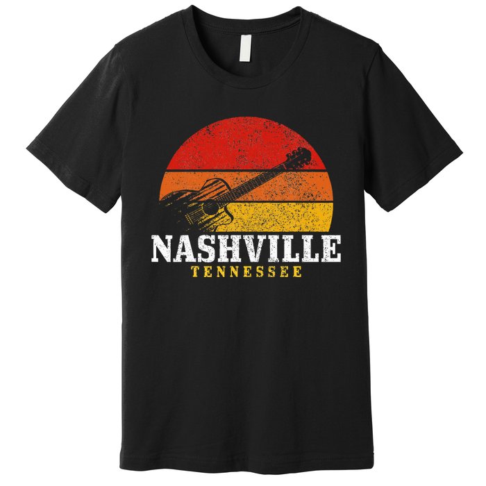 Nashville Tennessee Guitar Player Country Music City Vintage Premium T-Shirt