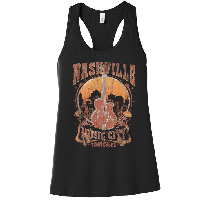 Nashville Tennessee Guitar Country Music City Guitarist Gift Women's Racerback Tank