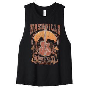 Nashville Tennessee Guitar Country Music City Guitarist Gift Women's Racerback Cropped Tank