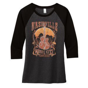 Nashville Tennessee Guitar Country Music City Guitarist Gift Women's Tri-Blend 3/4-Sleeve Raglan Shirt