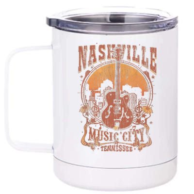 Nashville Tennessee Guitar Country Music City Guitarist Gift 12 oz Stainless Steel Tumbler Cup