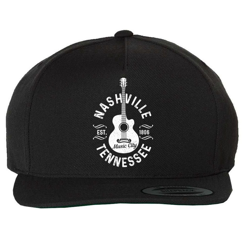 Nashville Tennessee Guitar Country Music City Souvenir Gift Wool Snapback Cap