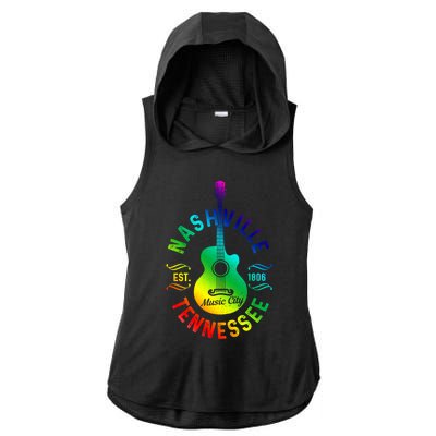 Nashville Tennessee Guitar Country Music City Souvenir Gift Cute Gift Ladies PosiCharge Tri-Blend Wicking Draft Hoodie Tank