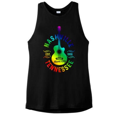 Nashville Tennessee Guitar Country Music City Souvenir Gift Cute Gift Ladies PosiCharge Tri-Blend Wicking Tank