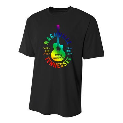 Nashville Tennessee Guitar Country Music City Souvenir Gift Cute Gift Youth Performance Sprint T-Shirt