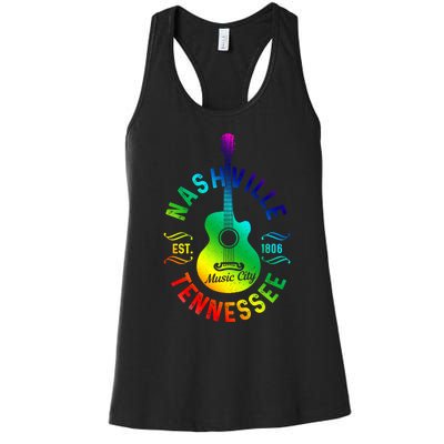 Nashville Tennessee Guitar Country Music City Souvenir Gift Cute Gift Women's Racerback Tank