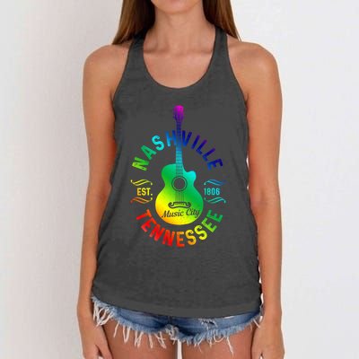 Nashville Tennessee Guitar Country Music City Souvenir Gift Cute Gift Women's Knotted Racerback Tank