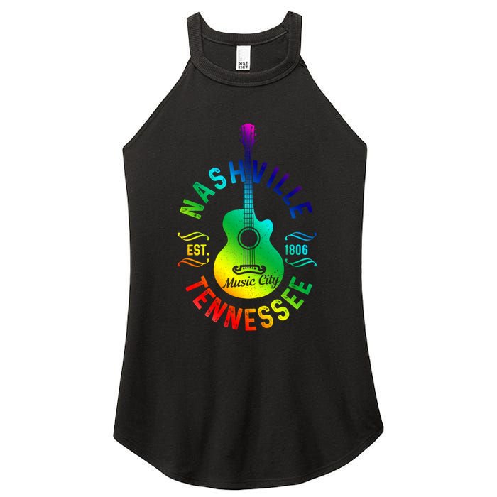 Nashville Tennessee Guitar Country Music City Souvenir Gift Cute Gift Women's Perfect Tri Rocker Tank