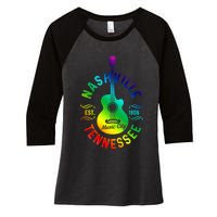 Nashville Tennessee Guitar Country Music City Souvenir Gift Cute Gift Women's Tri-Blend 3/4-Sleeve Raglan Shirt