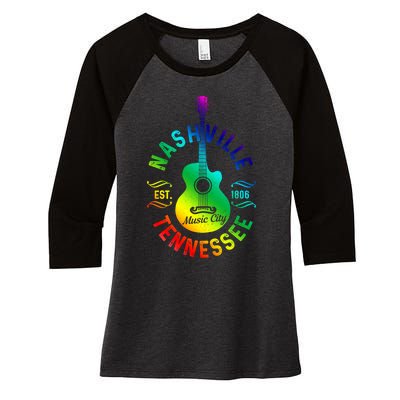 Nashville Tennessee Guitar Country Music City Souvenir Gift Cute Gift Women's Tri-Blend 3/4-Sleeve Raglan Shirt