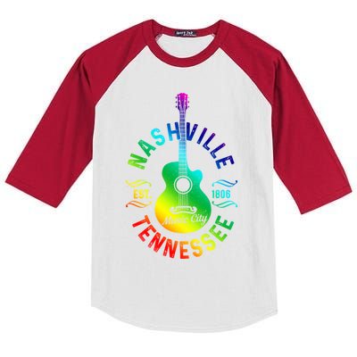 Nashville Tennessee Guitar Country Music City Souvenir Gift Cute Gift Kids Colorblock Raglan Jersey