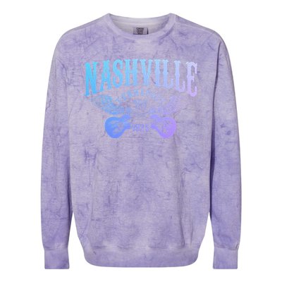 Nashville Tennessee Guitar Player Vintage Country Music City Colorblast Crewneck Sweatshirt