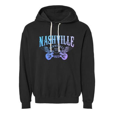 Nashville Tennessee Guitar Player Vintage Country Music City Garment-Dyed Fleece Hoodie