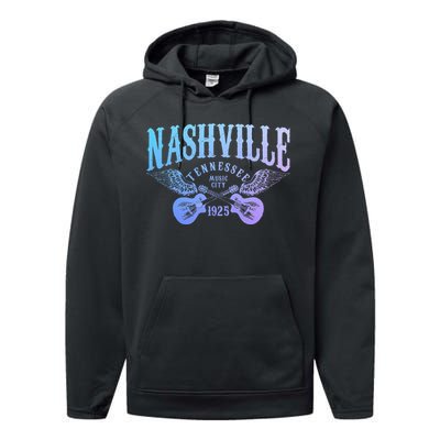 Nashville Tennessee Guitar Player Vintage Country Music City Performance Fleece Hoodie