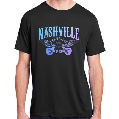 Nashville Tennessee Guitar Player Vintage Country Music City Adult ChromaSoft Performance T-Shirt