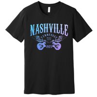 Nashville Tennessee Guitar Player Vintage Country Music City Premium T-Shirt