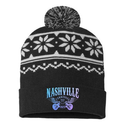 Nashville Tennessee Guitar Player Vintage Country Music City USA-Made Snowflake Beanie