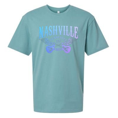 Nashville Tennessee Guitar Player Vintage Country Music City Sueded Cloud Jersey T-Shirt