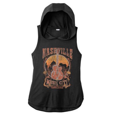 Nashville Tennessee Guitar Country Music City Guitarist Gift Ladies PosiCharge Tri-Blend Wicking Draft Hoodie Tank