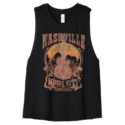 Nashville Tennessee Guitar Country Music City Guitarist Gift Women's Racerback Cropped Tank