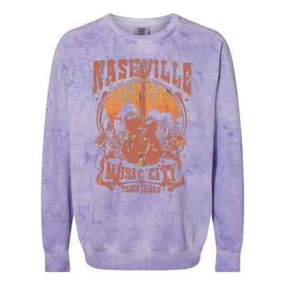 Nashville Tennessee Guitar Country Music City Guitarist Gift Colorblast Crewneck Sweatshirt