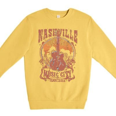 Nashville Tennessee Guitar Country Music City Guitarist Gift Premium Crewneck Sweatshirt