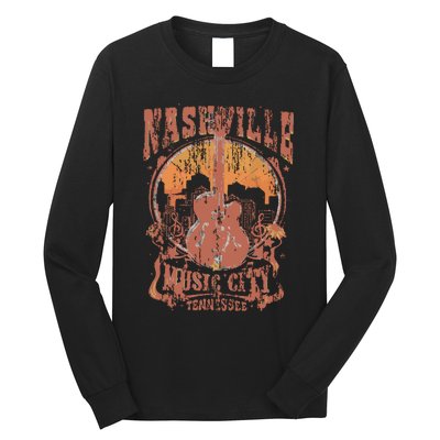 Nashville Tennessee Guitar Country Music City Guitarist Gift Long Sleeve Shirt