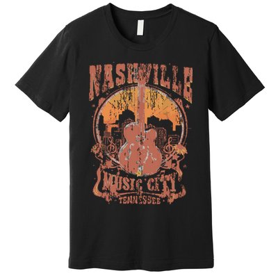 Nashville Tennessee Guitar Country Music City Guitarist Gift Premium T-Shirt