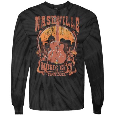 Nashville Tennessee Guitar Country Music City Guitarist Gift Tie-Dye Long Sleeve Shirt