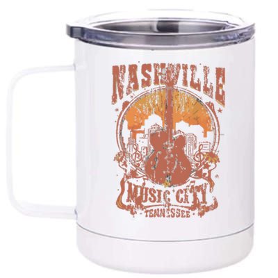 Nashville Tennessee Guitar Country Music City Guitarist Gift 12 oz Stainless Steel Tumbler Cup