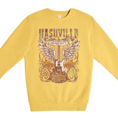 Nashville Tennessee Guitar Country Music City Guitarist Gift Premium Crewneck Sweatshirt