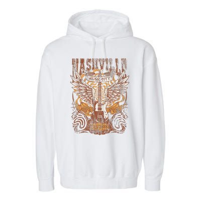 Nashville Tennessee Guitar Country Music City Guitarist Gift Garment-Dyed Fleece Hoodie