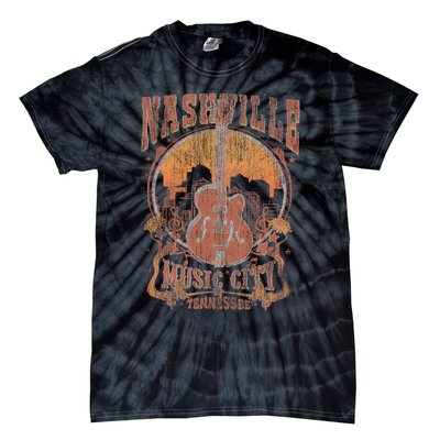 Nashville Tennessee Guitar Country Music City Guitarist Tie-Dye T-Shirt