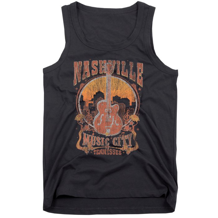 Nashville Tennessee Guitar Country Music City Guitarist Tank Top